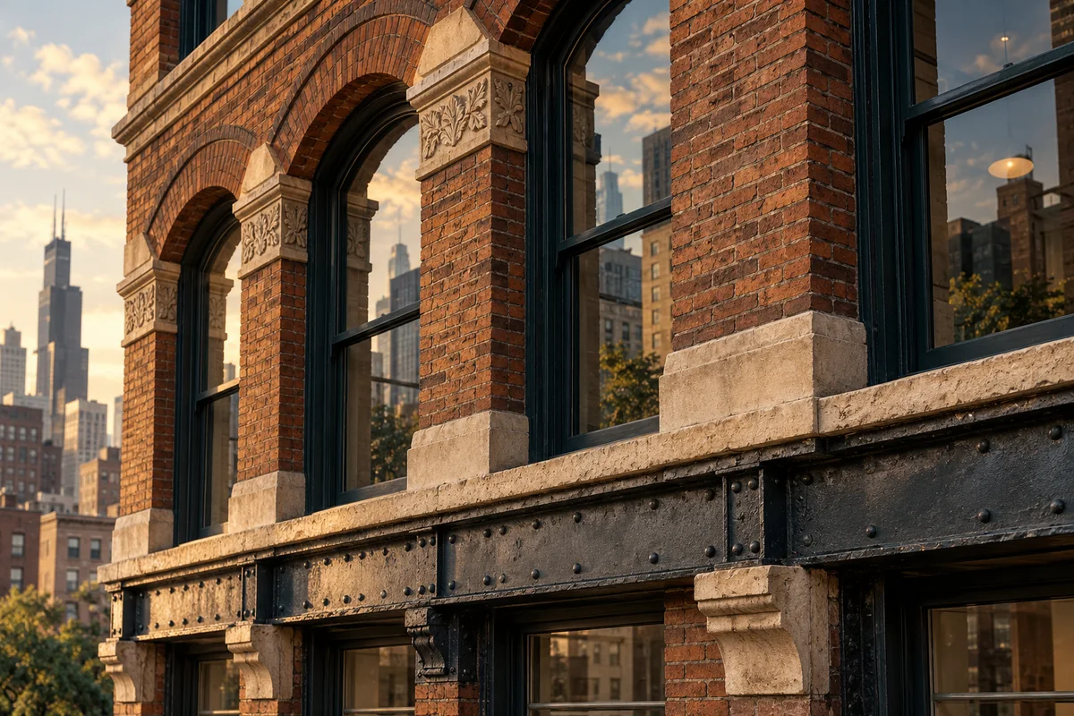 Architectural building detail for property investigation — AI-generated conceptual illustration